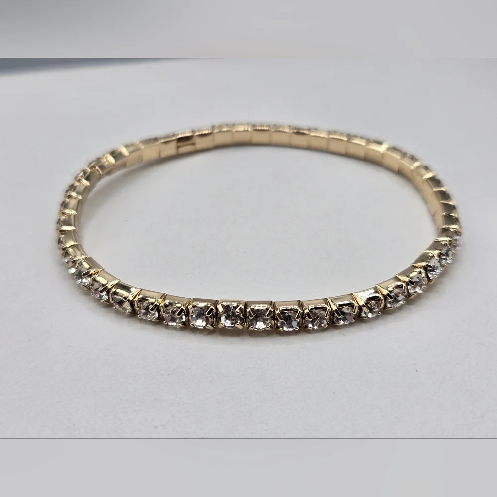 Swarovski Elements Clear Gold Bracelet Made w Swarovski Crystals